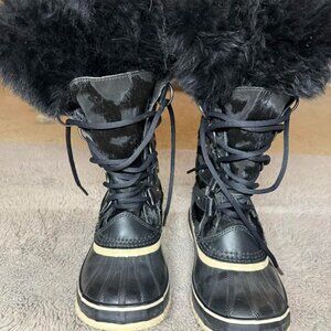 Sorel Joan of Arctic Reserve Black Cowhair Waterproof Winter Boots - Size 7